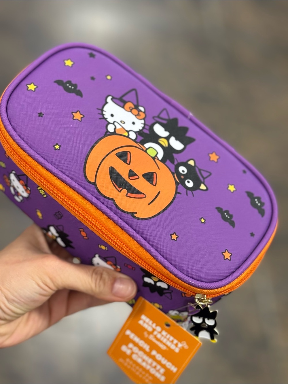 Hello Kitty Purple Halloween Pencil Pouch with Orange Trim